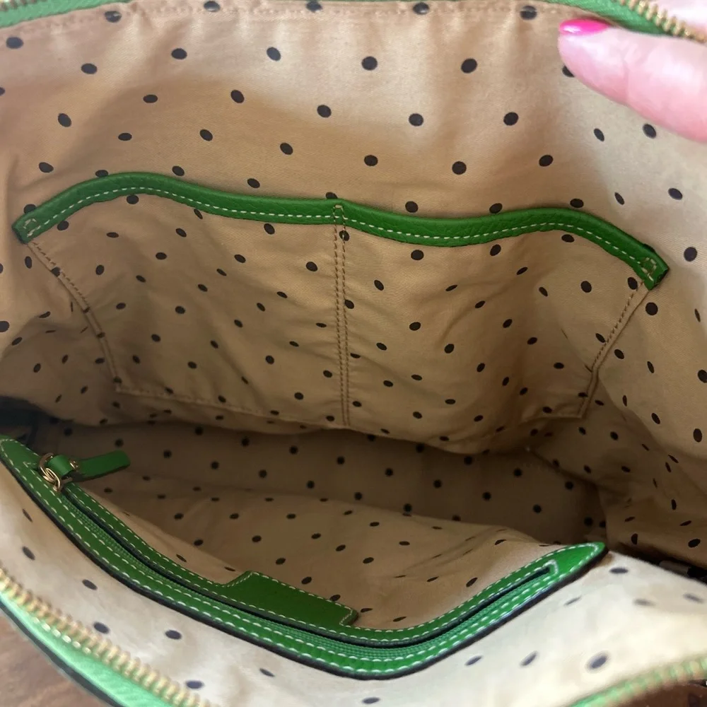 Kate Spade Bright Green Pebbled Leather Shoulder Bag with Tassel - Picture 11 of 12